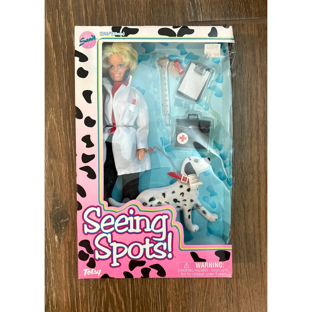 Vintage Totsy Seeing Spots Fashion Doll Veterinarian‎ Outfit and Dalmatian Toy